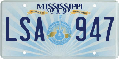 MS license plate LSA947