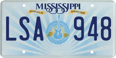 MS license plate LSA948