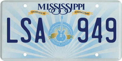 MS license plate LSA949