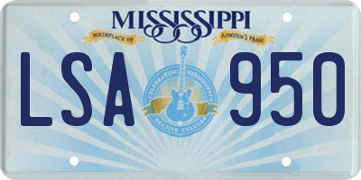 MS license plate LSA950