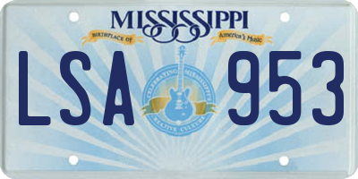MS license plate LSA953