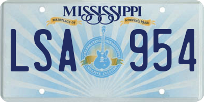 MS license plate LSA954