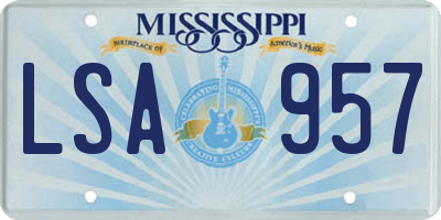 MS license plate LSA957