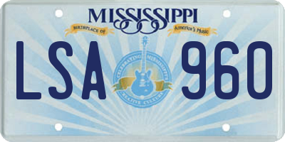 MS license plate LSA960