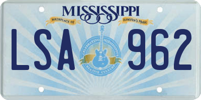 MS license plate LSA962