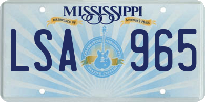 MS license plate LSA965