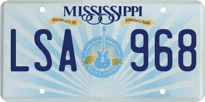 MS license plate LSA968