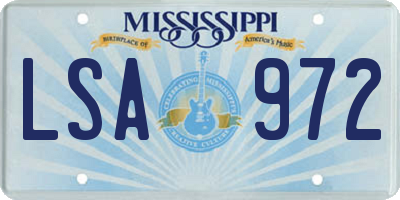 MS license plate LSA972