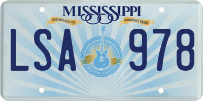 MS license plate LSA978