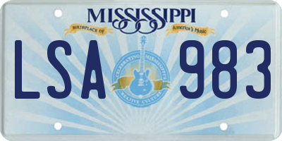 MS license plate LSA983