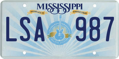 MS license plate LSA987