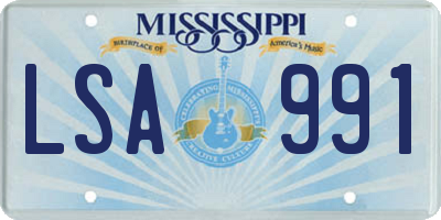 MS license plate LSA991