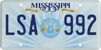 MS license plate LSA992