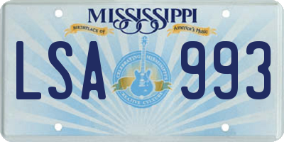 MS license plate LSA993