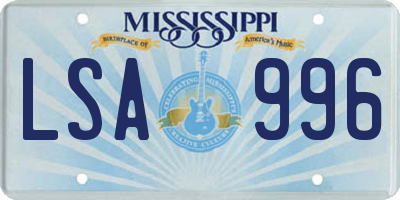 MS license plate LSA996