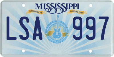 MS license plate LSA997