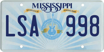 MS license plate LSA998