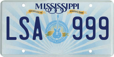 MS license plate LSA999