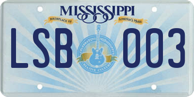 MS license plate LSB003