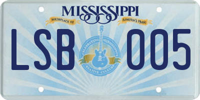 MS license plate LSB005