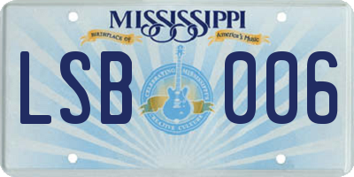 MS license plate LSB006