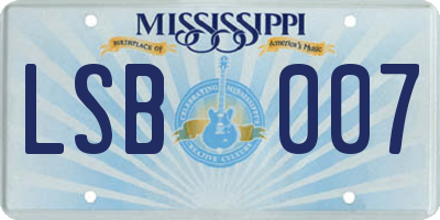MS license plate LSB007