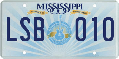 MS license plate LSB010