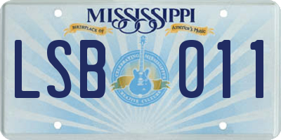 MS license plate LSB011