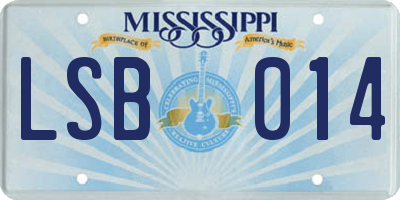 MS license plate LSB014