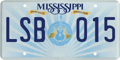 MS license plate LSB015