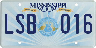 MS license plate LSB016