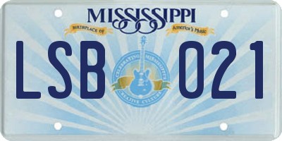 MS license plate LSB021