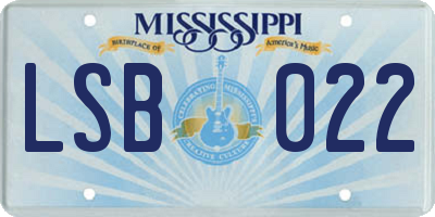 MS license plate LSB022