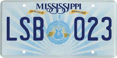 MS license plate LSB023