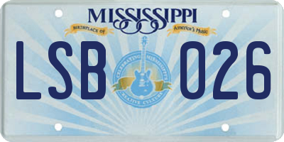 MS license plate LSB026