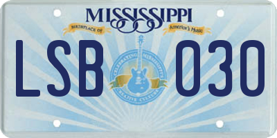 MS license plate LSB030
