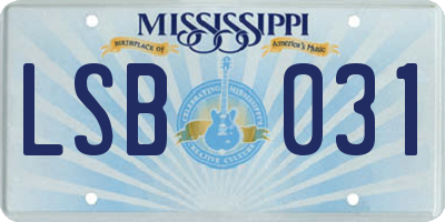 MS license plate LSB031