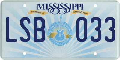 MS license plate LSB033