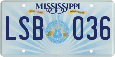 MS license plate LSB036