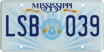 MS license plate LSB039