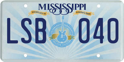 MS license plate LSB040