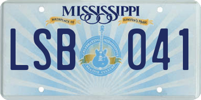 MS license plate LSB041