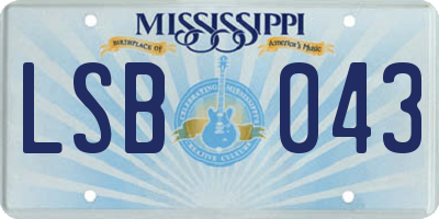 MS license plate LSB043