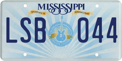 MS license plate LSB044