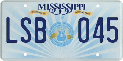 MS license plate LSB045