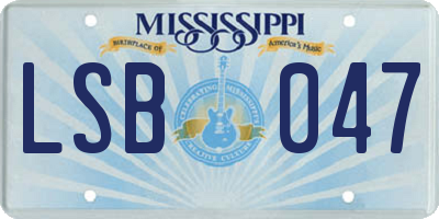 MS license plate LSB047