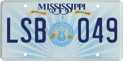 MS license plate LSB049