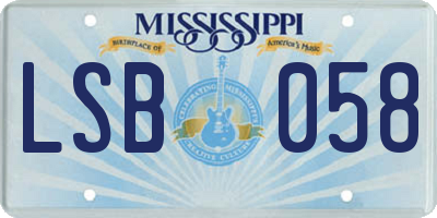 MS license plate LSB058