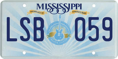 MS license plate LSB059