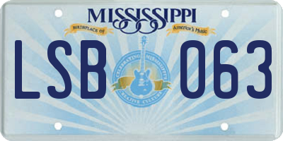 MS license plate LSB063